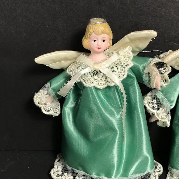 1 Vintage Angel Christmas Ornament, porcelain head arms angel small tree topper - Picture 3 of 10